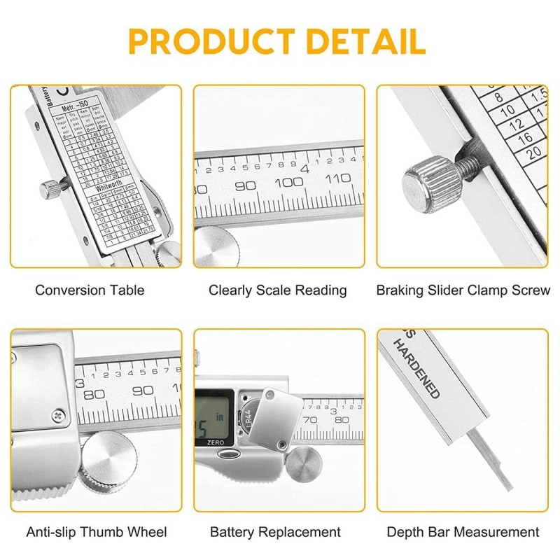 Digital Caliper Vernier Caliper Inch/Metric Conversion 6Inch 150mm Digital Fractional