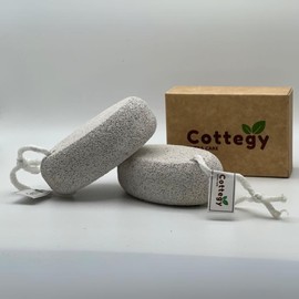 2-Pack Cottegy Natural Foot Pumice Stone for Feet, Pedicure Tools Hard Skin Callus Remover for Feet and Hands - Natural Foot File Exfoliation to Remove Dead Skin, Heels, Elbows, Hands. (White)