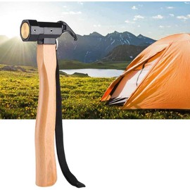 Camping Hammer Heavy Duty with Tent Stake Remover, 29cm Steel Copper Tent Hammer -Wood Handle Tent Mallet with Holding Strap for Backpacking, Hiking & Camping Supplies
