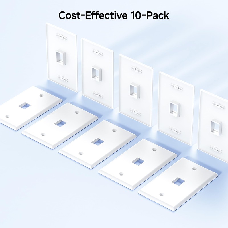 [UL Listed] Cable Matters 10-Pack Low Profile 1-Port Keystone Jack