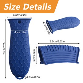 MOROBOR Gusseisen-Griffabdeckung, 4 Stück Silikon-Heißgriffhalter, waschbare Griffhandschuhe, rutschfeste Topflappen, hitzebeständige Hülse für heiße Pfannen