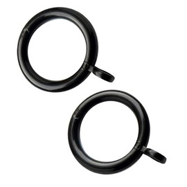 Black Curtain Rings Plastic Curtain Drapery Pole Rod Rings with Fixed Eye Black Hanging Hooks for Curtain Rods Poles Window or Door Curtain Poles 37mm- Pack of 20.