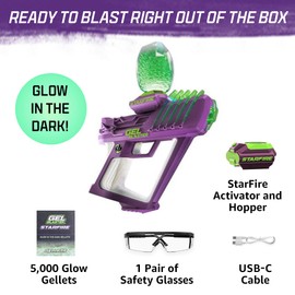 Gel Blaster Surge Starfire - High Performance Glow In The Dark Gel Ball Blaster | High-Capacity Semi & Automatic Modes | 5,800 Rounds | 30M Range | Ages 14+