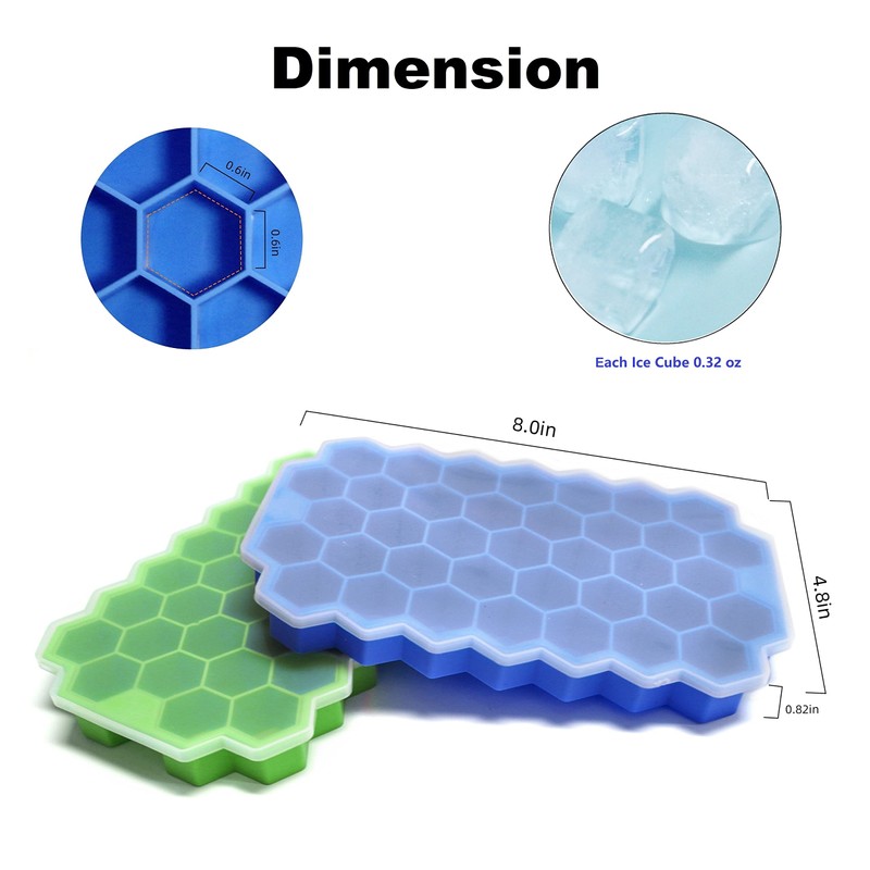 Ice Cube Trays for Freezer with Lid-37 Grid Silicone Ice