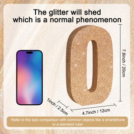 TONIFUL 7.8 Inch Champagne Gold Glitter Number 0 Table Centerpiece 0-9 Birthday Party Decorations,Digit 0 for Birthday,Chrismas,Graduation,Bridal Shower,Valentine's Day,Anniversary Party Supplies