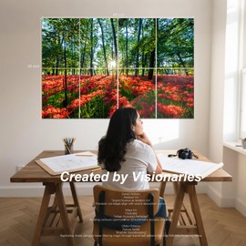 Mollywell Art Acoustic Panels, Sound Proofing, Wall Decoration, Suitable for Nature-Inspired Room Soundproofing & Vibrant Aesthetics (Flowers Burning in Forest Gaps), 48x32x0.4 Inch