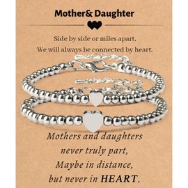 LANWLOSI Mother Daughter Bracelets Set for 2 First Day of School Bracelets for Mommy and Me Matching Brace-lets Back to School Gifts for Mother and Daughter