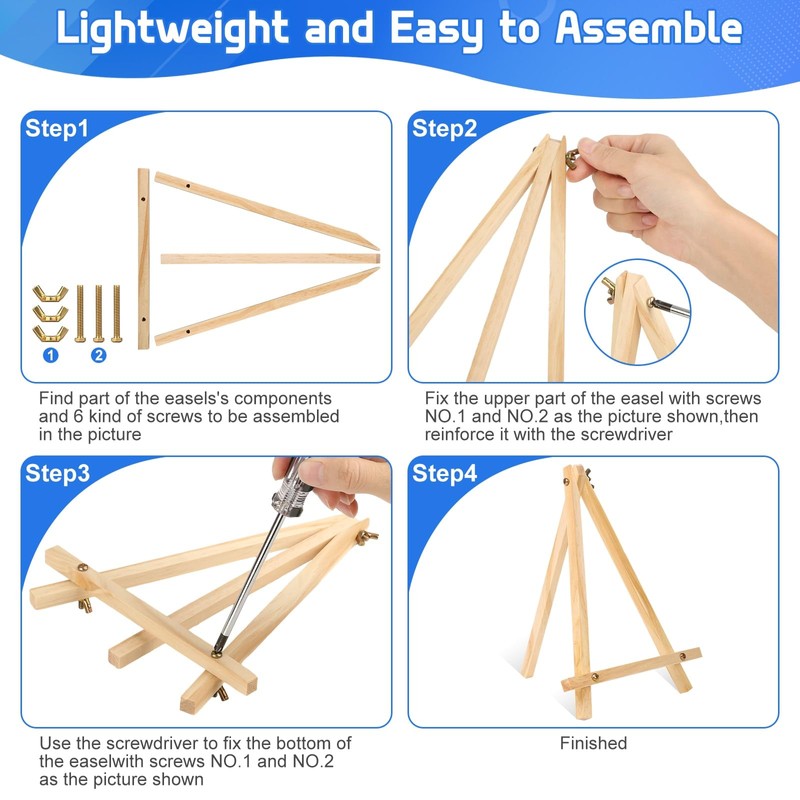16 Pack 9 Inch Wood Tabletop Easel Canvas Stand Bulk