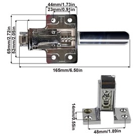 SagaSave 2 x Metal Fridge Freezer Pull Handle Lock Release Zinc Alloy Silver 48mm L Shape Satin 2 Count