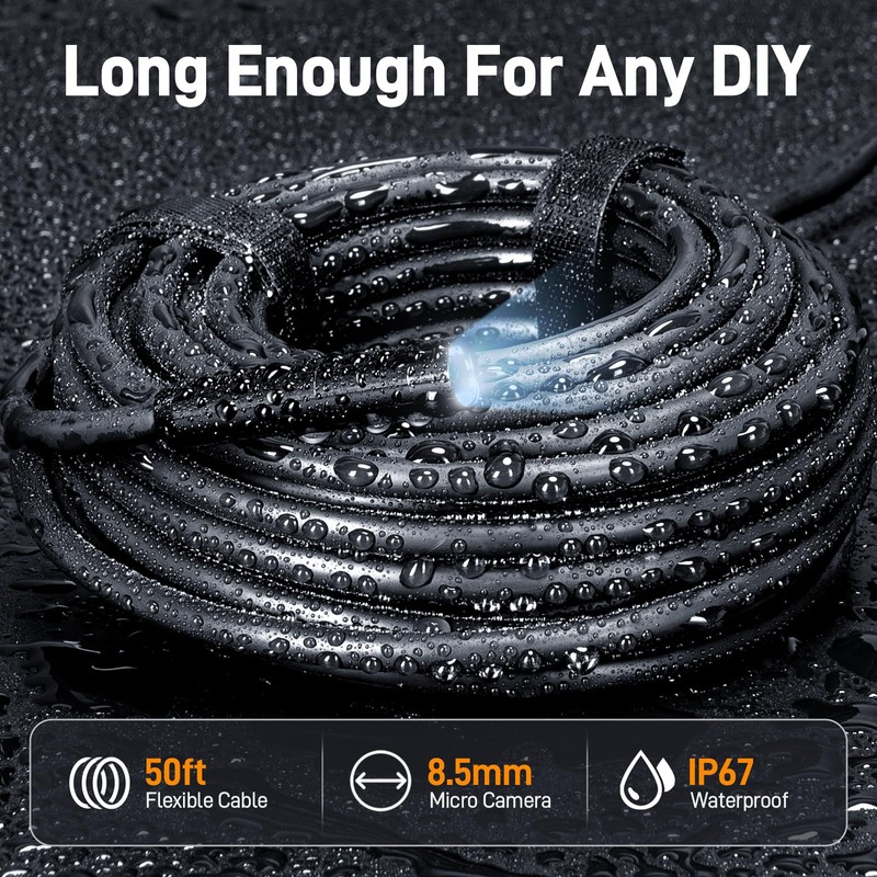 50FT Sewer Camera, Teslong USB C Drain Plumbing Snake Borescope