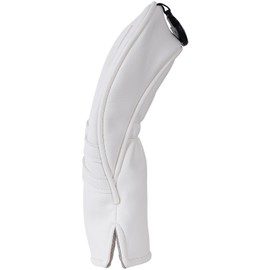 Golf Club Head Covers for Woods and Drivers, Premium PU Leather Striped Simple Golf Club Covers, Golf Headcovers Set All White (for Hybrid)