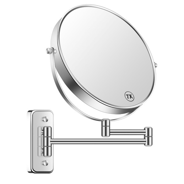 BTremary 9” Wall Mounted Makeup Mirror 1X/7X Double-Side Bathroom Magnifying