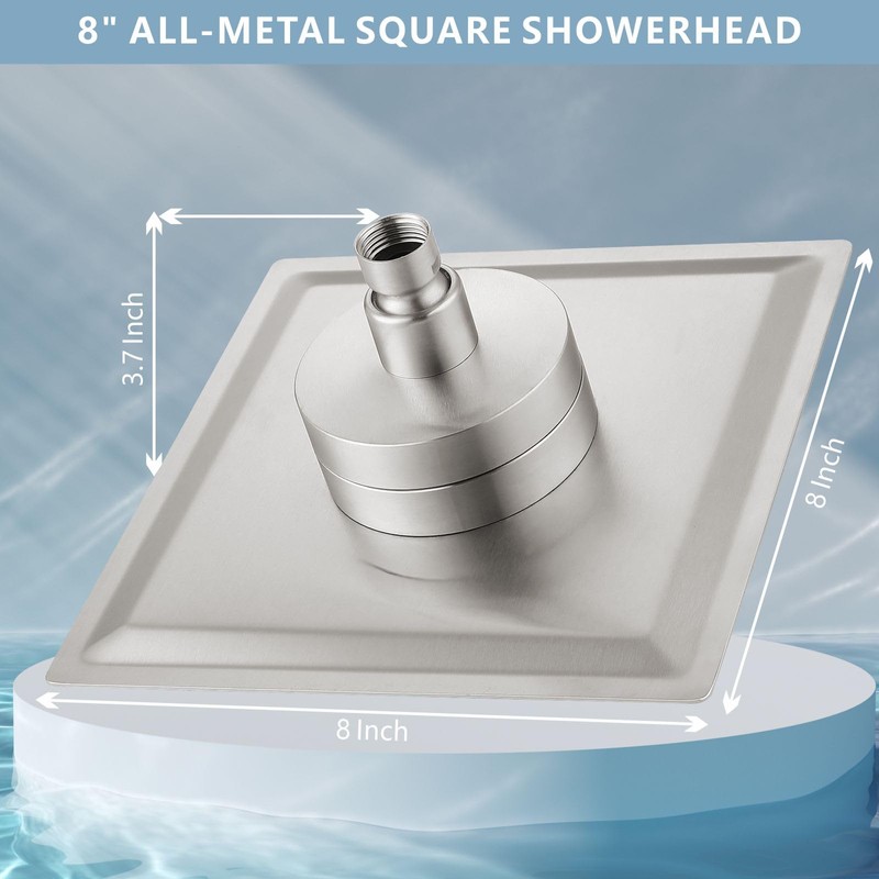 Nuodan High Pressure Rain Shower Head with Filtered - 8"
