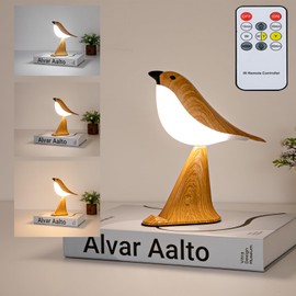 THOEWONG Small Bird Desk Lamp, Rechargeable Cordless Table Lamp with 3 Color Temperatures, Remote Control & Touch Sensor, Multi-Function Battery Operated Bird Night Light for Bedroom, Kids, 1 Pack