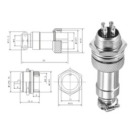Aiqeer 5 Pcs 4-Pin GX12 Aviation Connector, 12 mm Thread Panel Metal Aviation Cable Connector, 5A Male Female Aviation Connector Plug Socket Kit, with Rubber Cap and Phillips Screwdriver