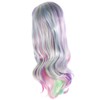 Lurrose Wig Long Wavy Rainbow Colours Curly Wig for Festivals