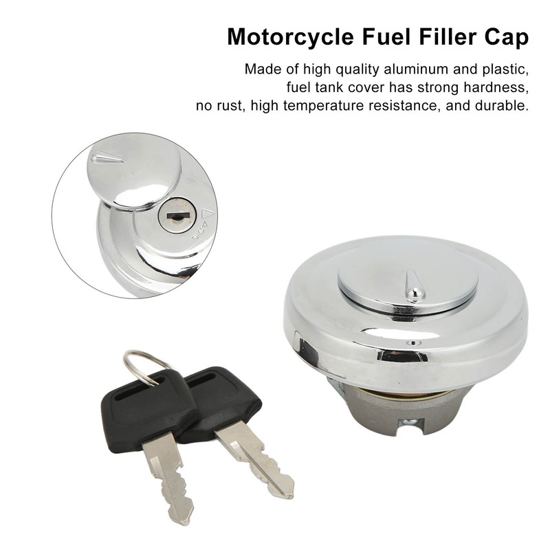 Motorcycle Fuel Tank Lock Cap with 2 Keys Aluminum Rustproof