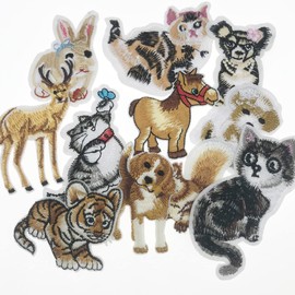 Woohome Pack of 23 iron-on patches, children, goldfish and animal iron-on patches, DIY patches, stickers, cat, dog, tiger for clothes, dress, hat, jeans