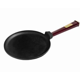 BRIZOLL Cast Iron Crepe Pan Cast Iron Frying Pan For Pancakes with Removable Wooden Handle Cooking Pan for Omelette Dosa Pan (9.5')