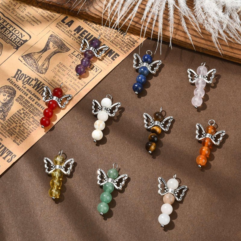 UR URLIFEHALL 40 Pcs 10 Styles Guardian Angel Charms Gemstone
