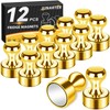 Junarter 12 Pack Magnetic Push Pins, Gold Fridge Magnets, Whiteboard