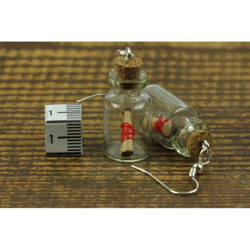 Miniblings Earrings Valentine Message Bottle Post Your Own Hangers Glas