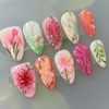 MERVF Almond Press on Nails Medium Fake Nail Colorful Aura