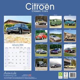 Citroen Classic Cars Calendar 2026 | 12 Month Wall Calendar | Avonside Publishing | Plastic Free Packaging