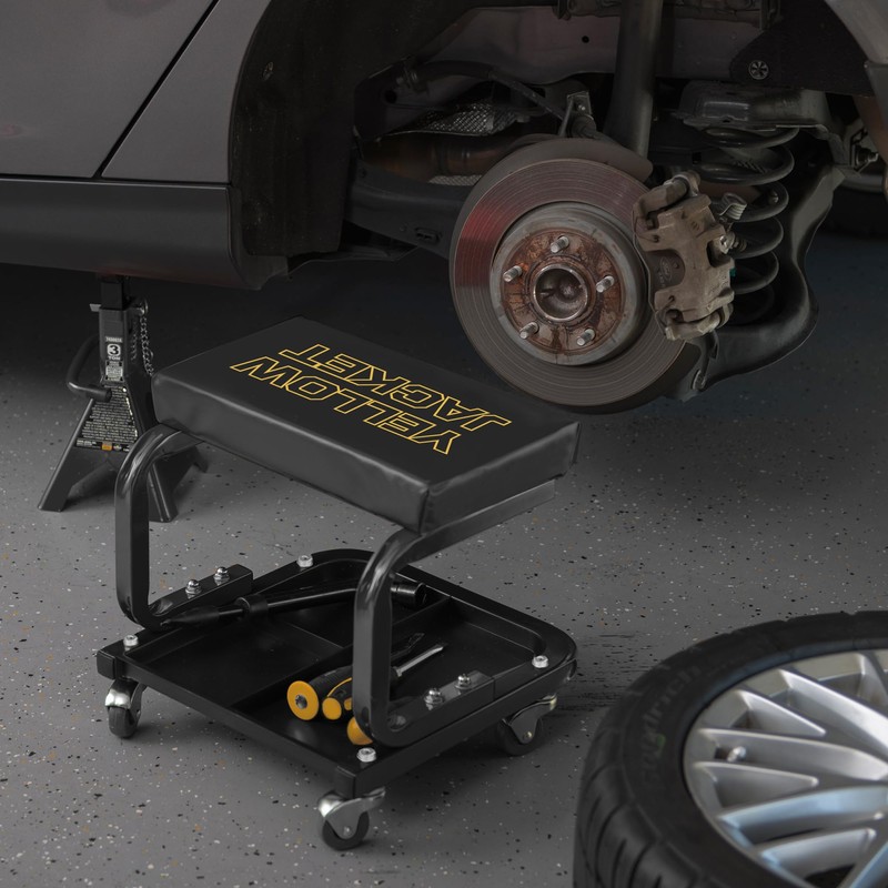 YELLOW JACKET Creeper Garage/Shop Seat, 250 LBS Capacity Rolling Padded