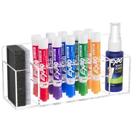HBlife Acrylic Dry Erase Marker Holder Wall Mount, 10 Slots Whiteboard Marker Holder for Office, School and Home, Marker, Eraser and Whiteboard Cleaner Not Included, Clear