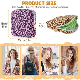 Desing Wish Sanitary Pad Storage Bag Portable Period Bag for Teen Pads/Sanitary Napkins/Small Tampons, Sanitary Napkin Storage Bag First Period Gifts for Teen Girls (Pink Leopard)