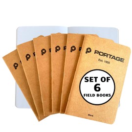 Portage Small Blank Notebook- 6 Notepads for Field Notes, White Blank Small Sketch Book, Pocket Notebook Journal for Taking Notes in the Field – 3.5 x 5.5 Inches, 64 Pages, (Pack of 6)