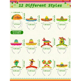 24 PCS Cinco De Mayo Party Supplies, 12 Styles Cinco de Mayo Hats, Colorful Pattern Mexican Cardboard Sombrero Hat for Women, Fiesta Cactus Maracas Accessories for Mexican Carnival Party Supplies