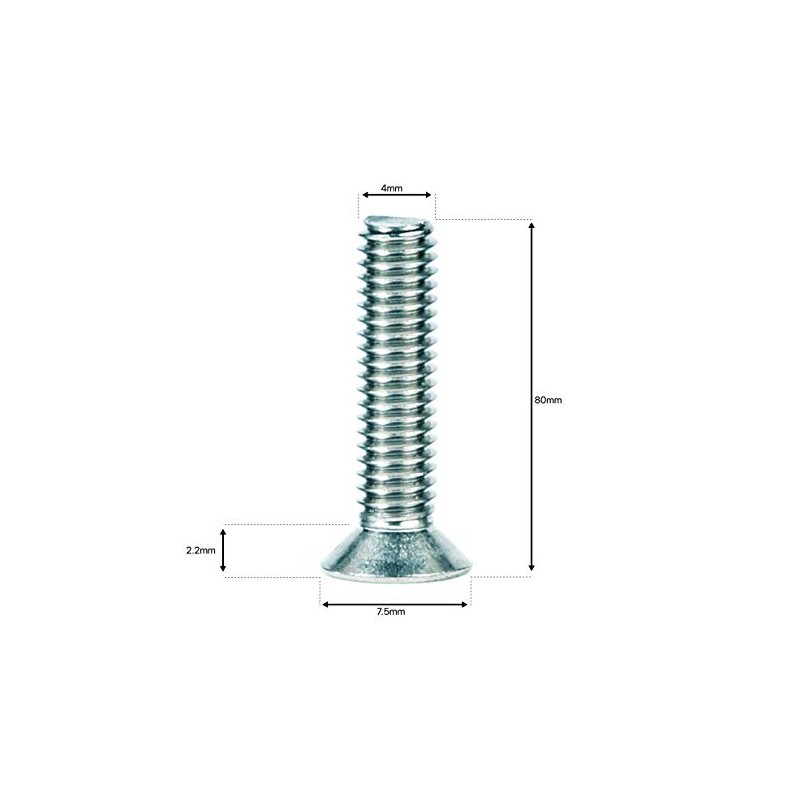 M4 (4mm x 80mm) Phillips Countersunk Machine Screws Flat Head