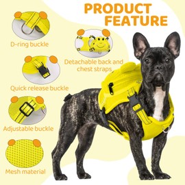 OUOBOB Dog Backpack Harness Dog Self Carrier Bag Adjustable No-Pull Pet Harness Vest Puppy Mesh Saddle Bag with D-Ring Cute Frog Backpack for Outdoor Travel Hiking Daily Walking Small Medium Dogs