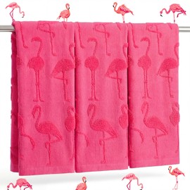 Gilprop 3 Pack Pink Flamingo Hand Towels for Bathroom Cotton Jacquard Flamingo Kitchen Bathroom Towels Preppy Decor 13.8 x 29.5 Inch Absorbent Decorative Washcloth for Tropical Summer Party Gifts