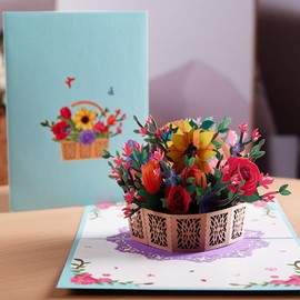 Floral Greeting Card, Birthday 3D Flower Card for Wife, Girlfriend, Daughter & Mother, Luxe Flower Card, Anniversary, Valentine's Day, Thanksgiving Day, Wedding or Party Invitation