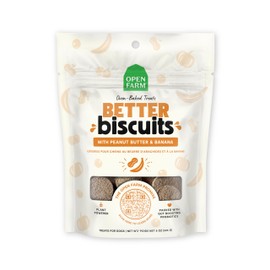 Open Farm Better Biscuits, Oven Baked Dog Treats With Probiotics, Peanut Butter & Banana Recipe, 8oz Pouch
