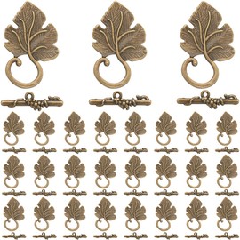SOFPLATE 1 Box 30 Sets Leaf Toggle Clasp Metal Toggle Clasps Antique Bronze Tibetan Style OT Toggle Alloy T-bar Closure Clasps Findings for jewellery Making Clasps Supplies DIY Crafts Necklace