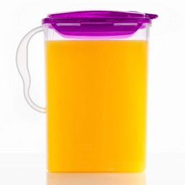 LOCK & LOCK Aqua Fridge Door Water Jug with Handle BPA Free Plastic Pitcher with Flip Top Lid Perfect for Making Teas and Juices, 3 liters, Purple