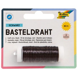 folia 79290 - Kupferdraht schwarz, 1 Spule 0,3 mm x 80 m - ideal für Bastelarbeiten, Gestecke und Gebinde