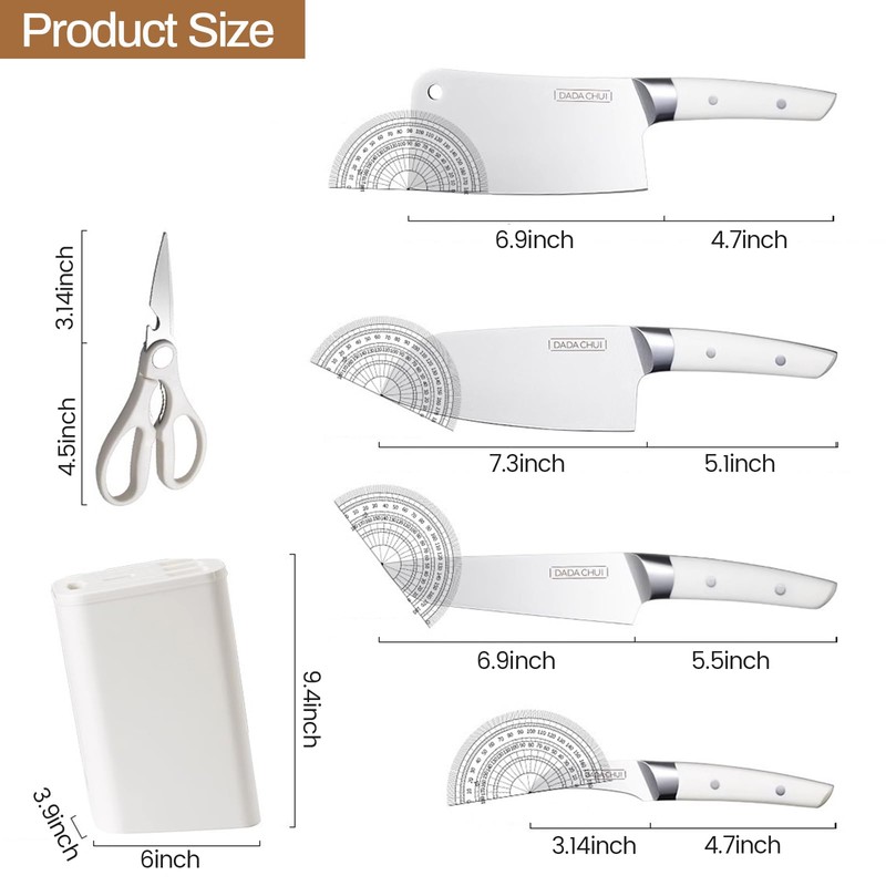 Knife Set, Kitchen Knife Set with Block, 6 Pieces Professional