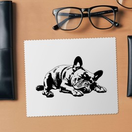 2 x 'French Bulldog Sleeping' Microfibre Lens/Glasses Cleaning Cloths (LC00032486)