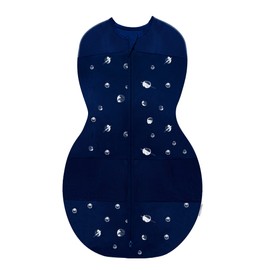Happiest Baby Sleepea 5-Second Swaddle - 100% Organic Cotton Baby Swaddle Blanket - Doctor Designed Promotes Healthy Hip Development (Midnight Planets, Medium)