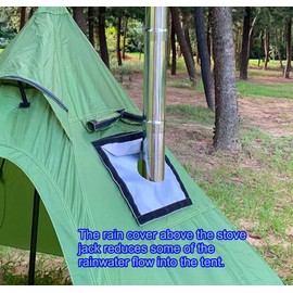 FIREHIKING Hot Tent Stove Jack 9" x 7.8" with Rain Flap Highly Flame-Retardant for Onetigris Hot Tent