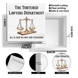 Lawyer Office Decor, Lawyer Gifts for Men Women, Law School Graduation Gifts All is Fair in Love and Litigation Office Desk Decor Sign Keepsake 5 x 5 Inches