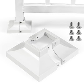 Epcee 2pcs 1.5" Aluminum Deck Post Base Cover, Skirt, Handrail, Stair, Porch, Railing Base Brackets Covers (White)