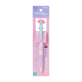 Sanrio 114324 My Melody ABS Resin EnerGel 2 Color Ballpoint Pen with Mascot, 0.5mm, Ink Color: Black, Red Writing Instrument