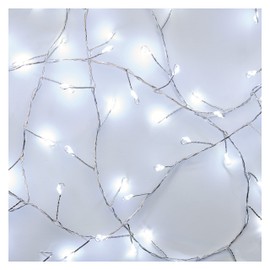 EMOS Kaltweiße LED Nano-Lichterkette 2,4 Meter, Cluster Lichterdraht Silbern, 6/18 h Timer-Funktion, Batteriebetrieben (3x AA), Leuchtdauer 10.000 h, IP20 für Innenbereich