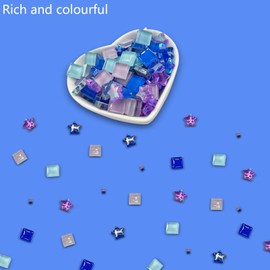 Giftmeet Mosaic Tiles for Crafts, 350 Pieces Crystal Mosaic Tiles Assorted Color, Glass Mosaic Tiles Opaque for DIY Art Projects, Jewelry Making, Home Decoration (Royal Purple)